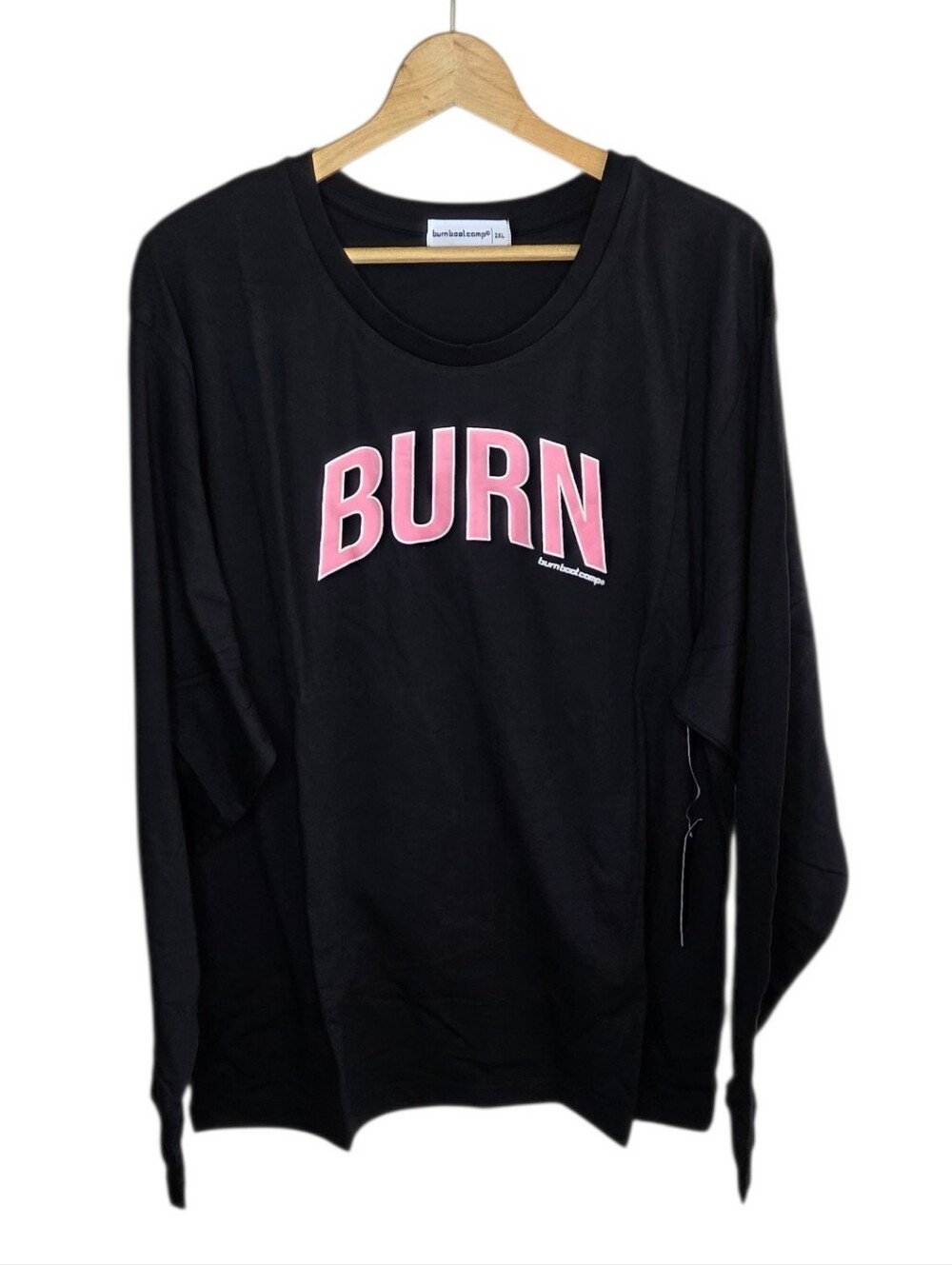 Burn Boot Camp Black Long Sleeve Pink Logo Unisex Tee Size 2XL NEW